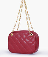 Maroon quilted rectangle cross-body bag